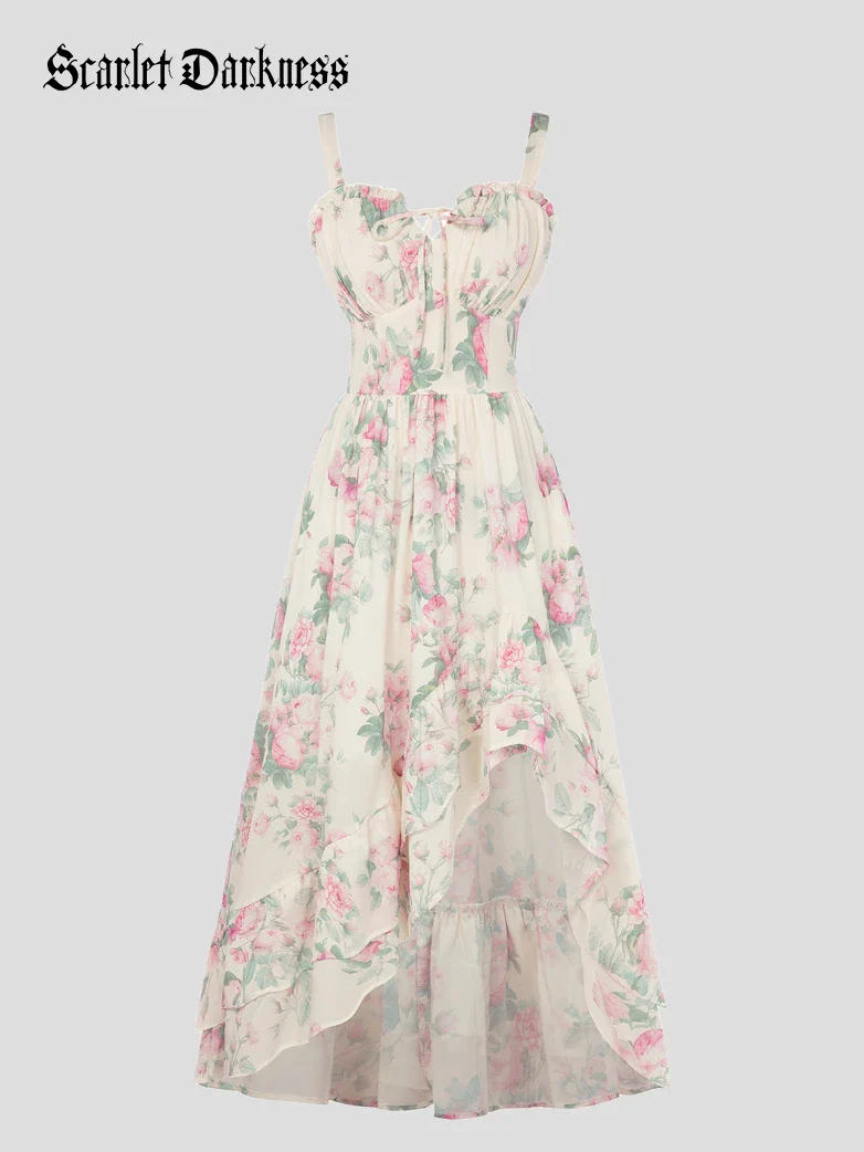 Spring Chiffon High-Low Slit Wedding Guest Dress - Image 20