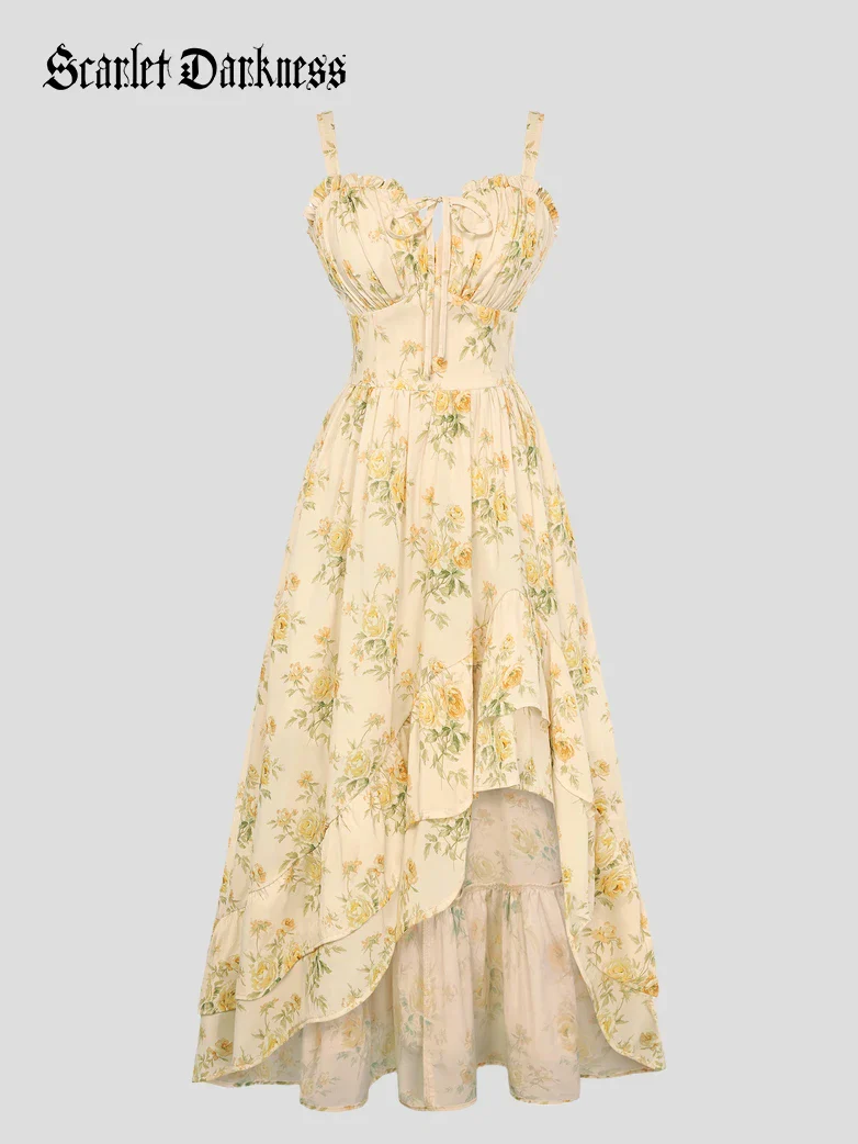 Spring Chiffon High-Low Slit Wedding Guest Dress - Image 28