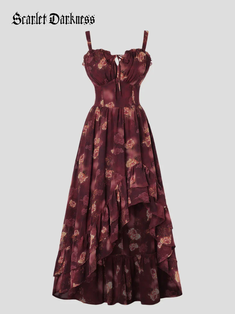 Spring Chiffon High-Low Slit Wedding Guest Dress - Image 3