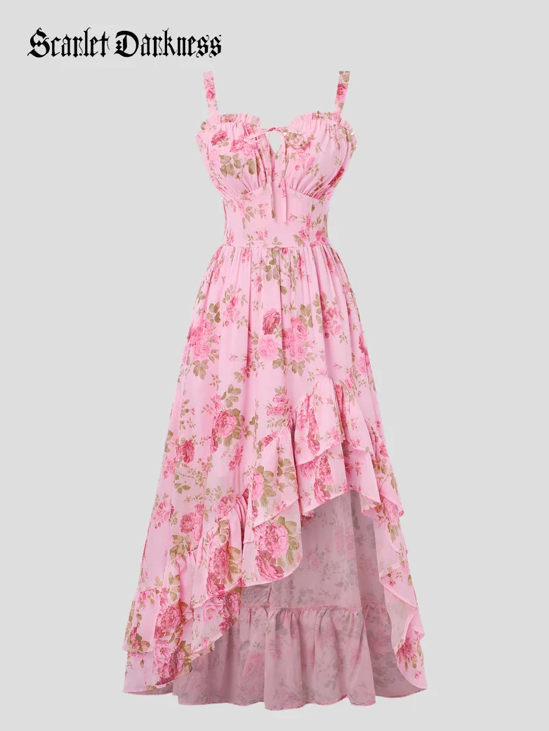 Spring Chiffon High-Low Slit Wedding Guest Dress - Image 30