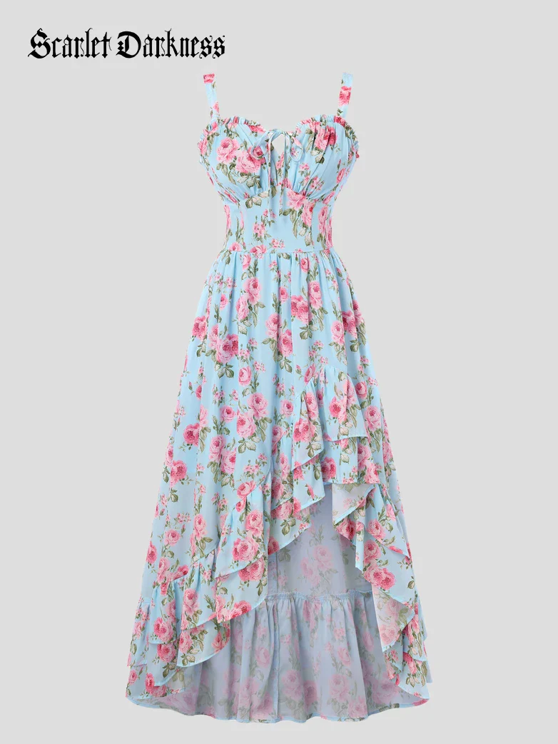Spring Chiffon High-Low Slit Wedding Guest Dress - Image 32