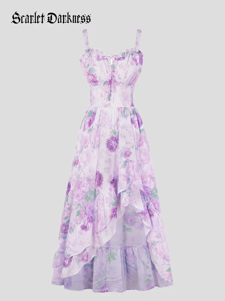 Spring Chiffon High-Low Slit Wedding Guest Dress - Image 36