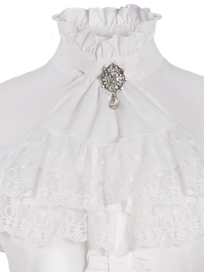 Women Victorian Double-Layer Ruffle Sleeve Blouse - Image 7
