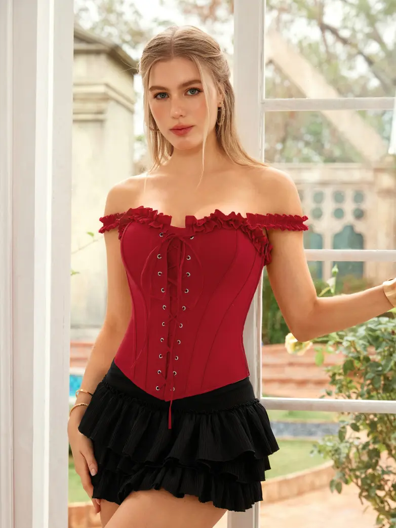 Victorian Bridgeton Lace-up Corset Top with 15 Bones - Image 11