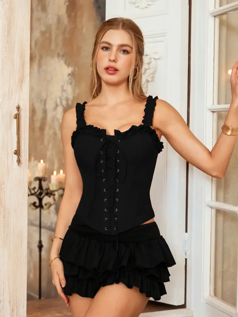 Victorian Bridgeton Lace-up Corset Top with 15 Bones - Image 17