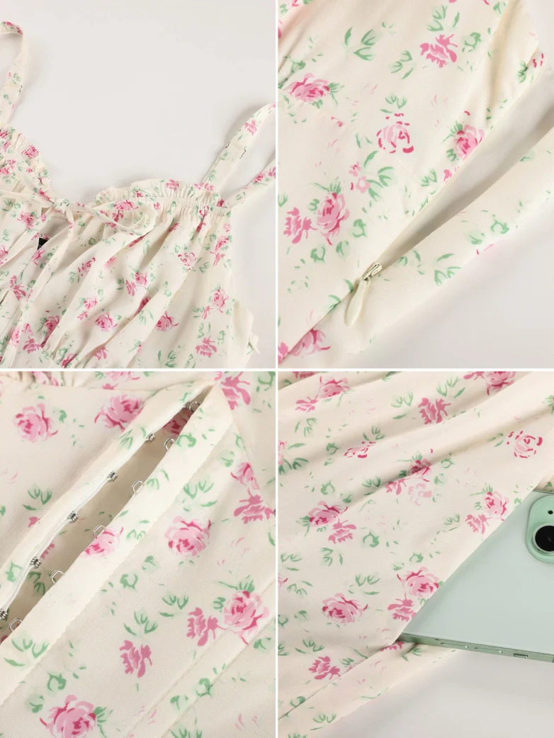 Victorian Floral Spring Corset Dress with Pockets - Image 13