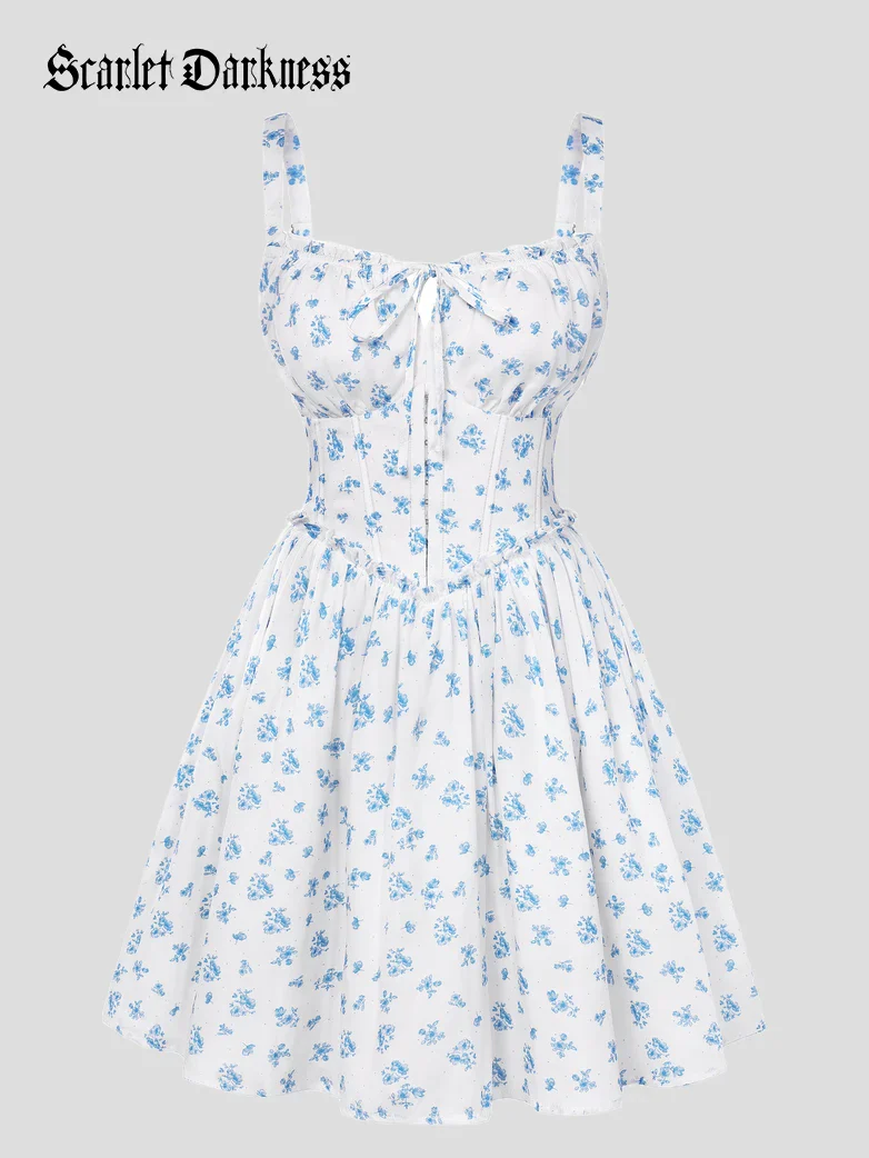 Victorian Floral Spring Corset Dress with Pockets - Image 21
