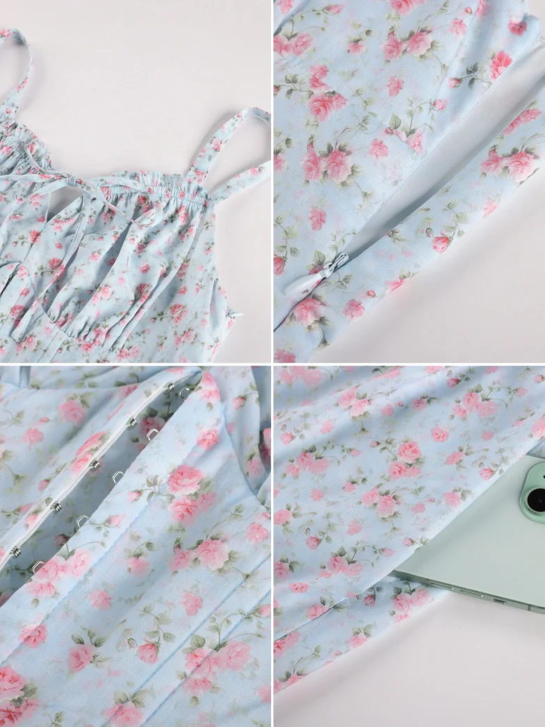 Victorian Floral Spring Corset Dress with Pockets - Image 27
