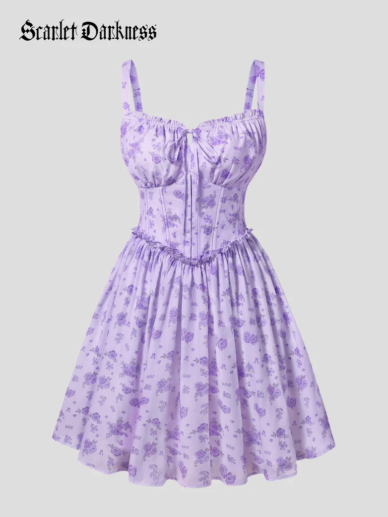 Victorian Floral Spring Corset Dress with Pockets - Image 31
