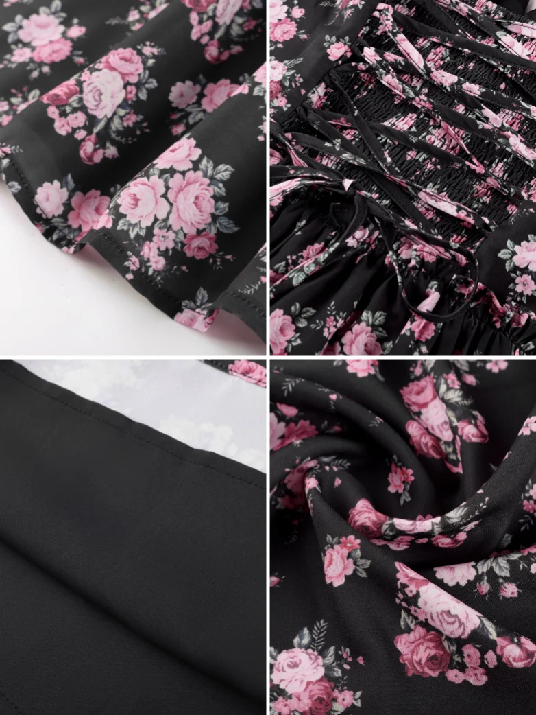 Victorian Floral Spring Corset Dress with Pockets - Image 64