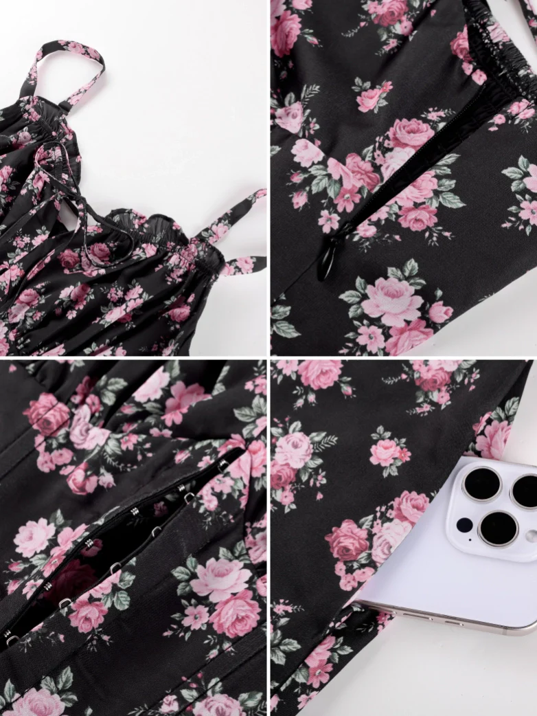 Victorian Floral Spring Corset Dress with Pockets - Image 65