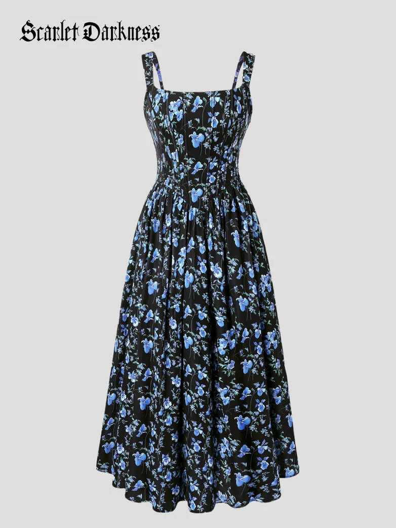 Women Victorian Corset Dress with Pockets for Spring