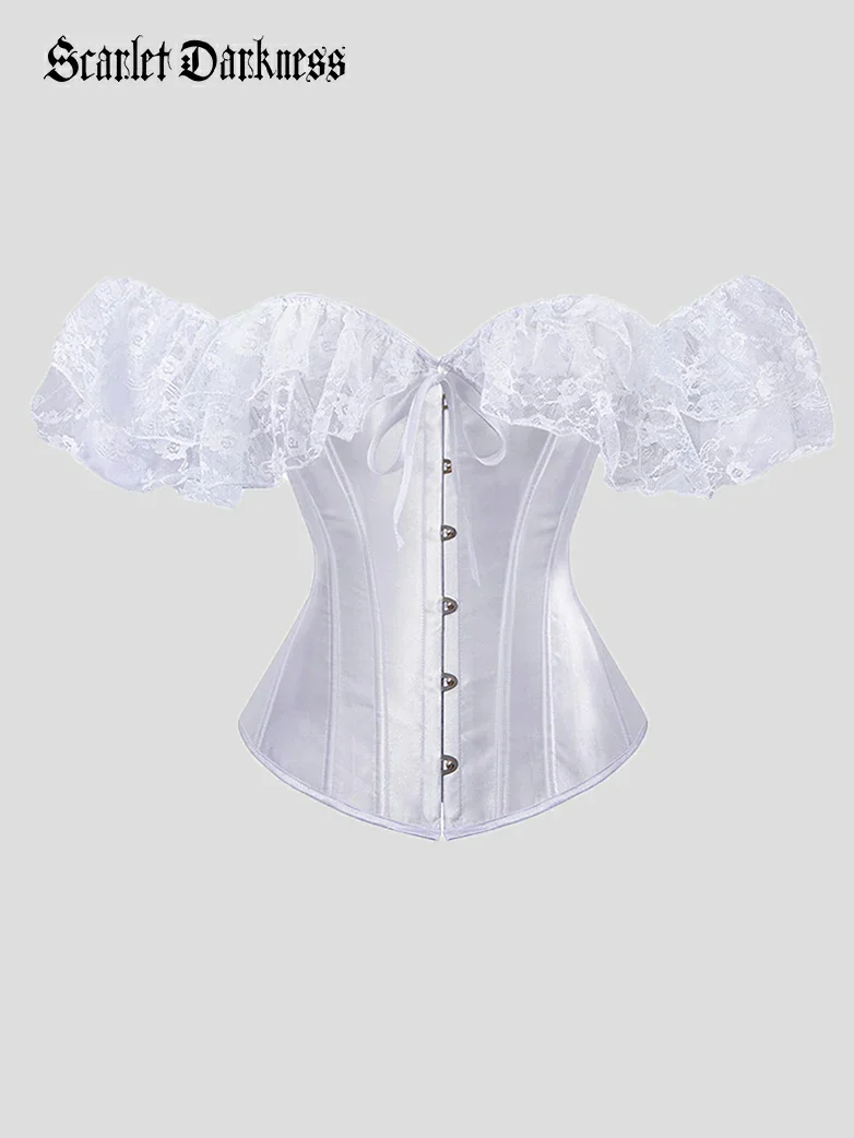 Exquisite Victorian Gothic Satin Corset Lace Bustier - Image 17