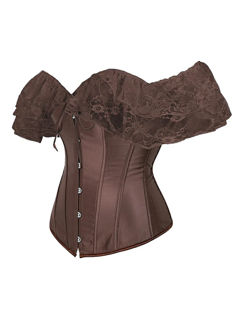 Exquisite Victorian Gothic Satin Corset Lace Bustier - Image 6