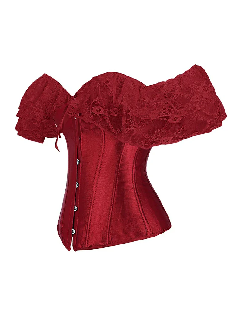 Exquisite Victorian Gothic Satin Corset Lace Bustier - Image 9