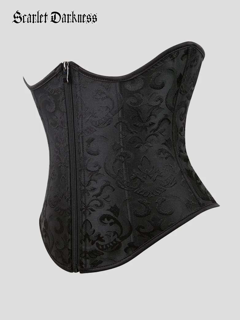 Victorian Gothic Corset Bodice with Jacquard and Zip - Image 3