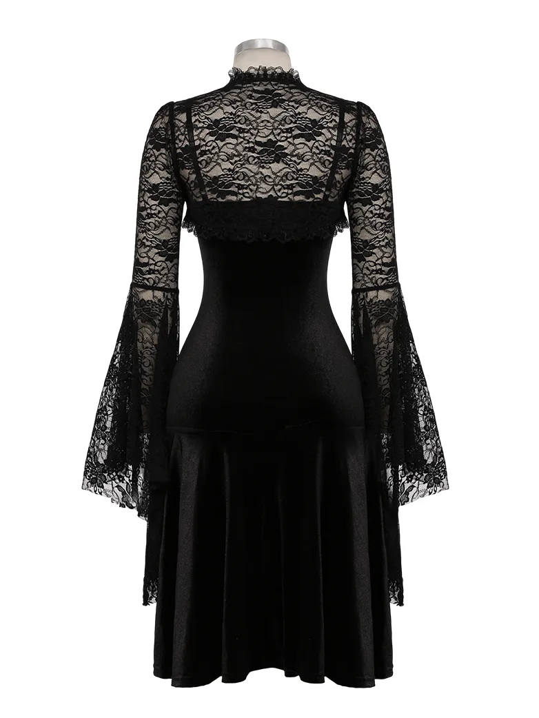 Women Goth Bell Sleeves Lace Cardigan - Image 7