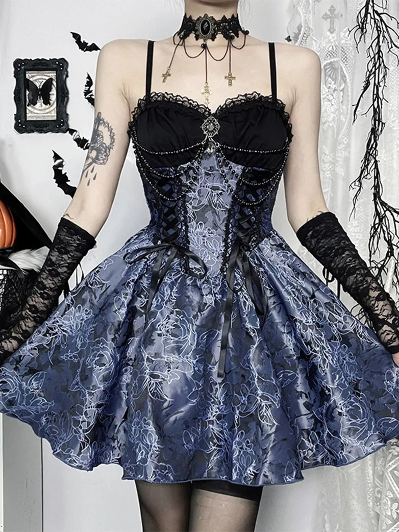 Victorian Gothic Sweetheart Neck Jacquard 2-piece Dress - Image 2