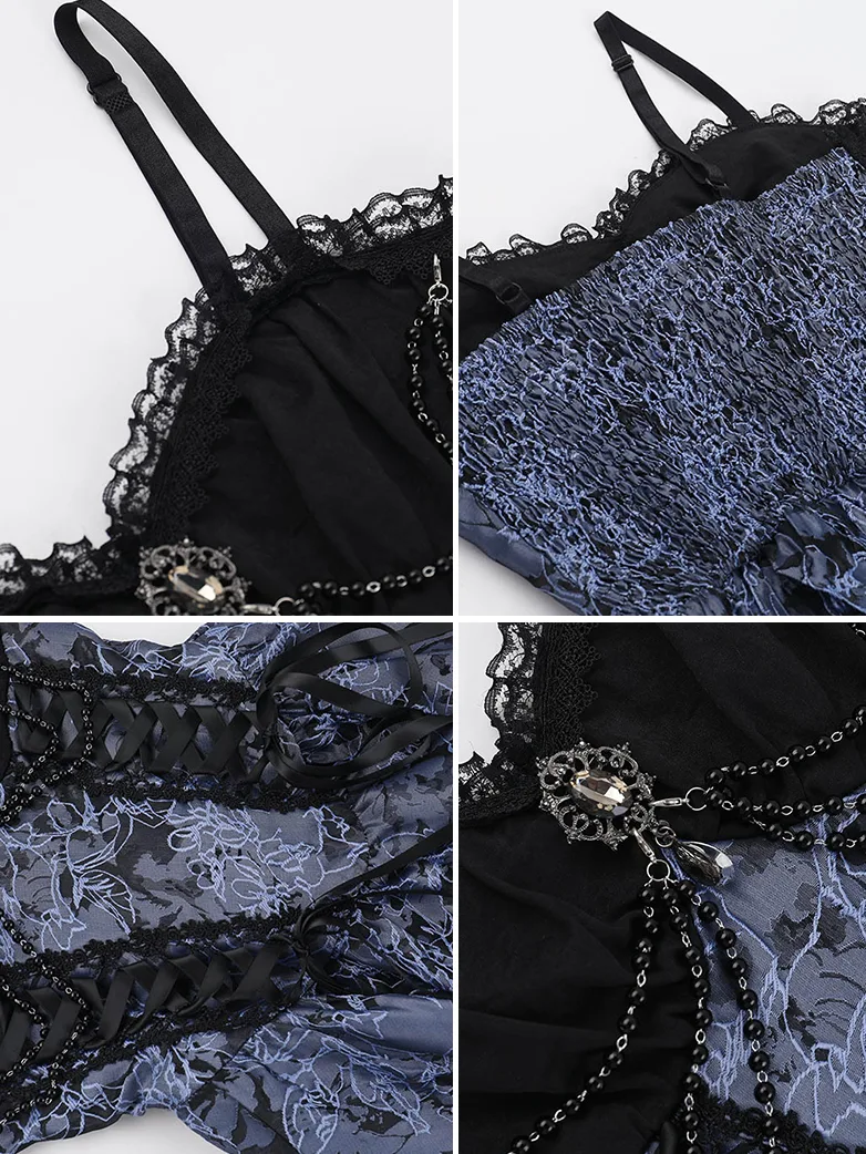 Victorian Gothic Sweetheart Neck Jacquard 2-piece Dress - Image 5