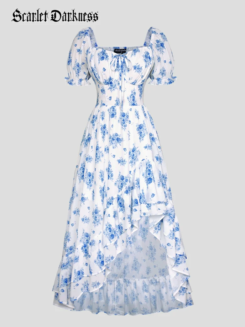 Spring Victorian Puff Sleeve Wedding Guest Dress - Image 11