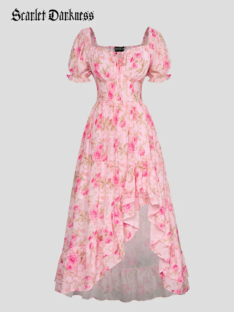 Spring Victorian Puff Sleeve Wedding Guest Dress - Image 26