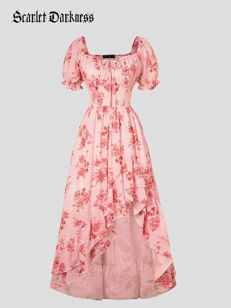 Spring Victorian Puff Sleeve Wedding Guest Dress - Image 32
