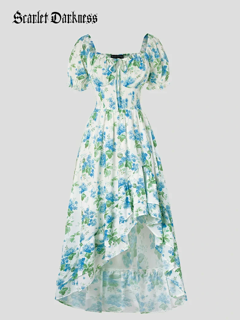 Spring Victorian Puff Sleeve Wedding Guest Dress - Image 38