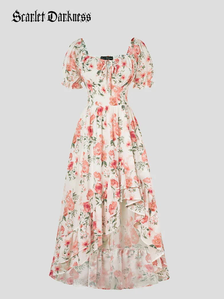 Spring Victorian Puff Sleeve Wedding Guest Dress - Image 44