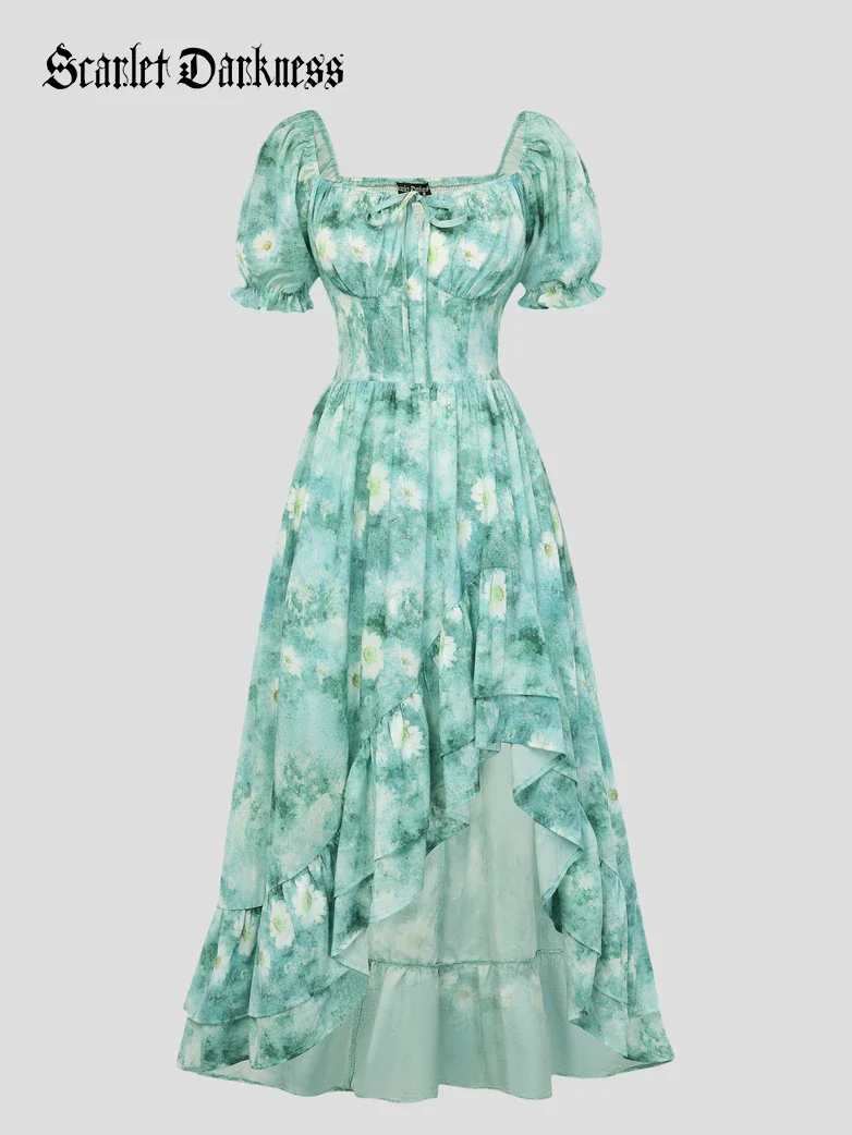 Spring Victorian Puff Sleeve Wedding Guest Dress - Image 56