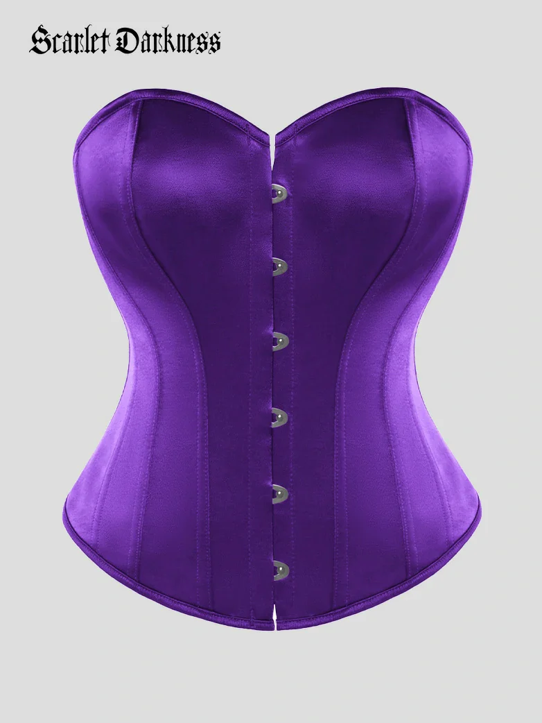 Victorian Satin Corset Bodice with Metal Hook and Straps - Image 11