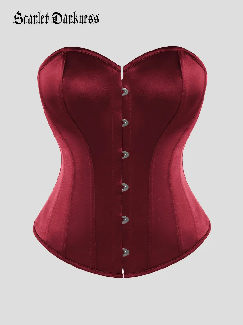 Victorian Satin Corset Bodice with Metal Hook and Straps - Image 6