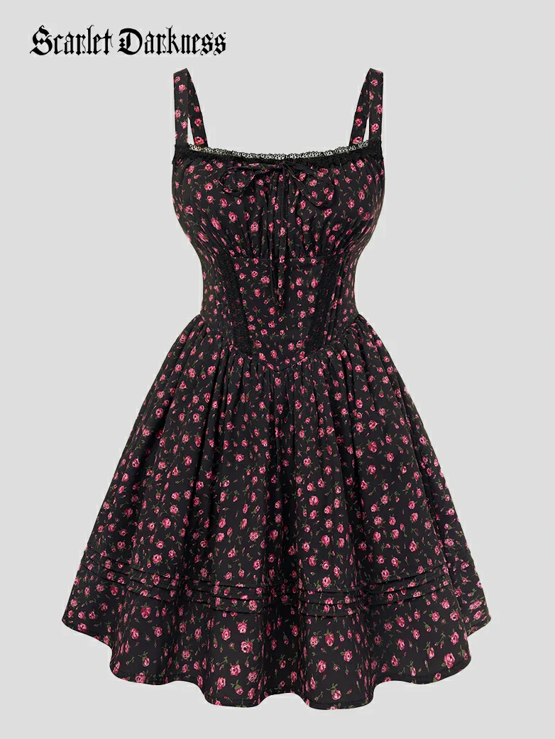Victorian Puffy Corset Dress Sundress with Pockets - Image 15