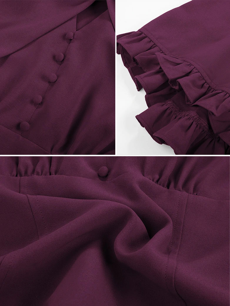 Victorian Ruffled Hem Tops V-Neck Pullover Tops - Image 32