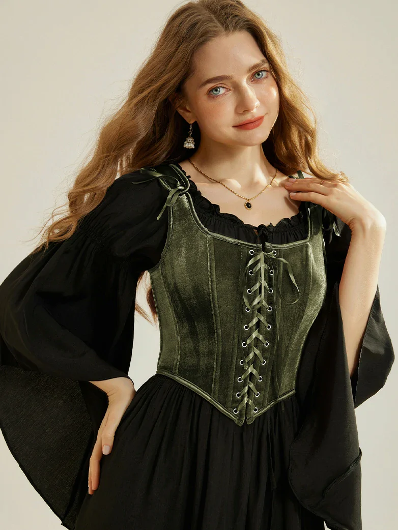 Victorian Velvet Corset Lace-up Front Vest with 12 Bones - Image 11