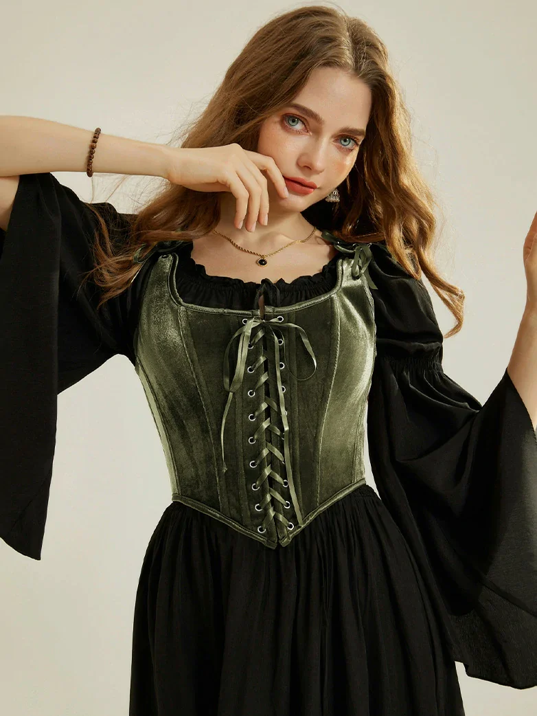 Victorian Velvet Corset Lace-up Front Vest with 12 Bones - Image 12