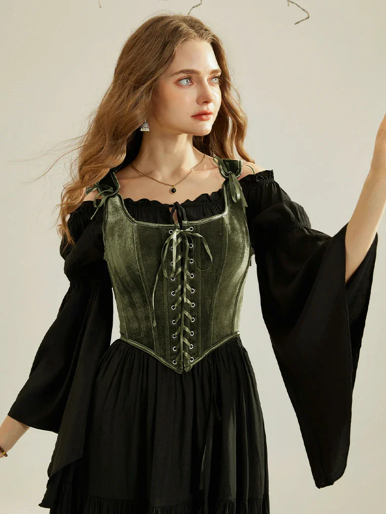 Victorian Velvet Corset Lace-up Front Vest with 12 Bones - Image 13