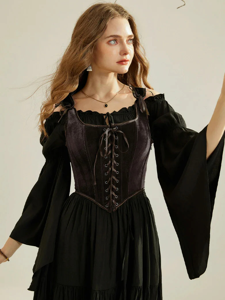Victorian Velvet Corset Lace-up Front Vest with 12 Bones - Image 19