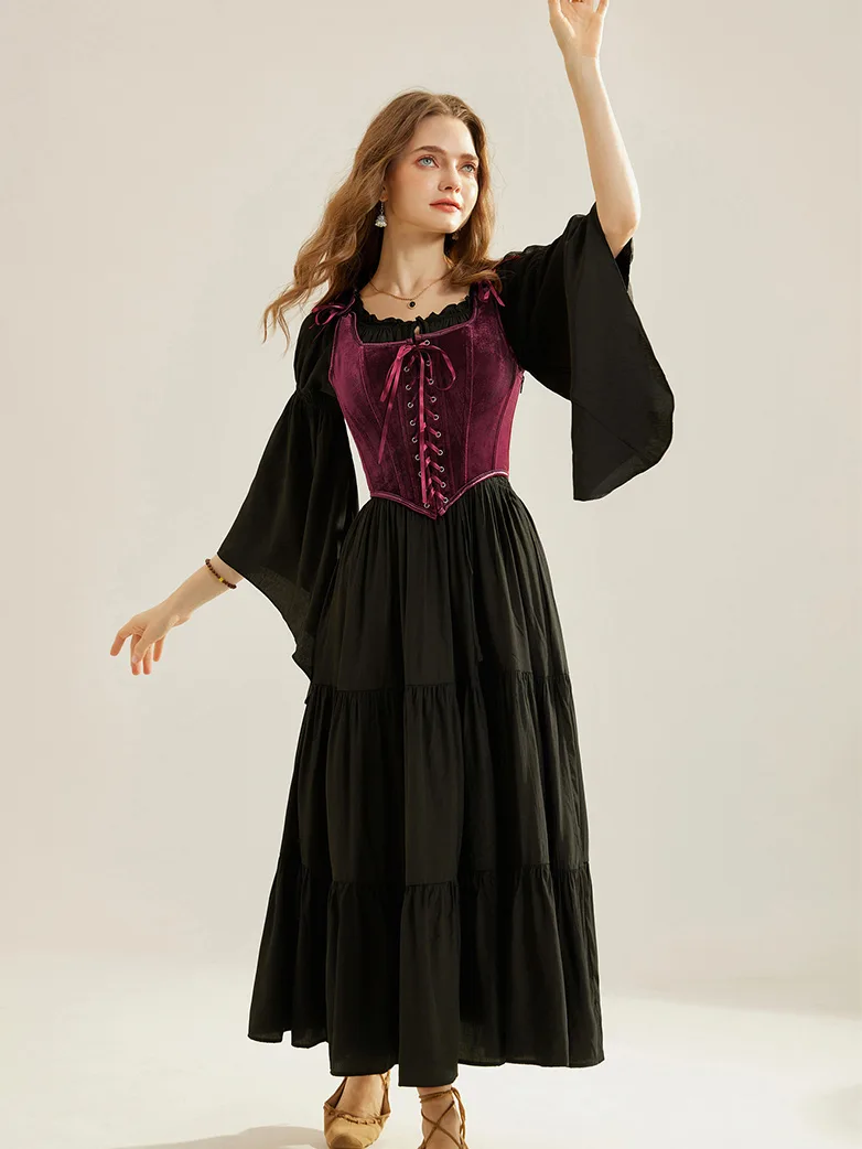 Victorian Velvet Corset Lace-up Front Vest with 12 Bones - Image 36