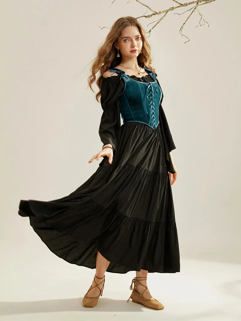 Victorian Velvet Corset Lace-up Front Vest with 12 Bones - Image 51