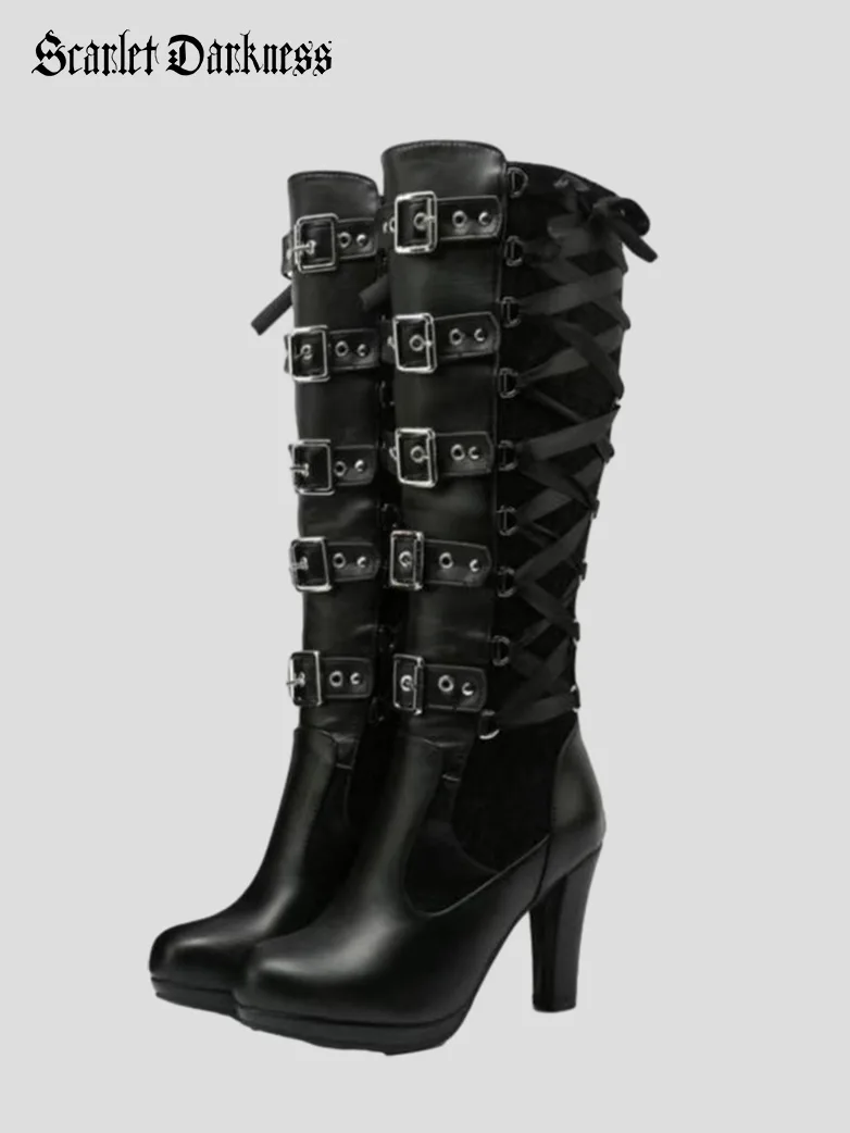 Victorian Gothic Rivet Boots - Image 4