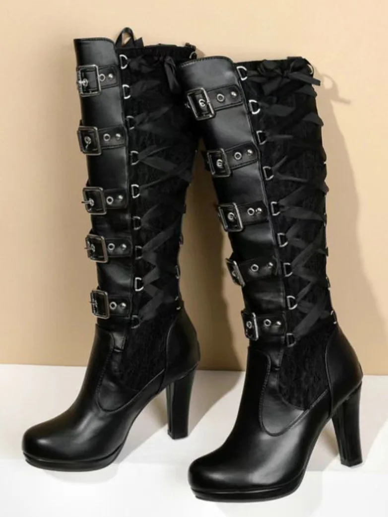 Victorian Gothic Rivet Boots - Image 5