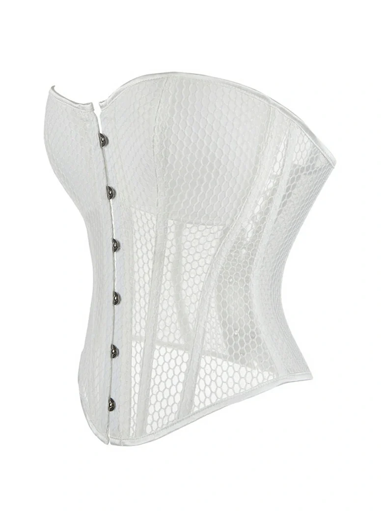 Victorian Gothic Mesh Shaping Corset Top with Cups - Image 11