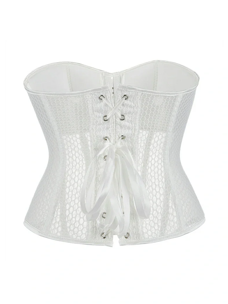 Victorian Gothic Mesh Shaping Corset Top with Cups - Image 14