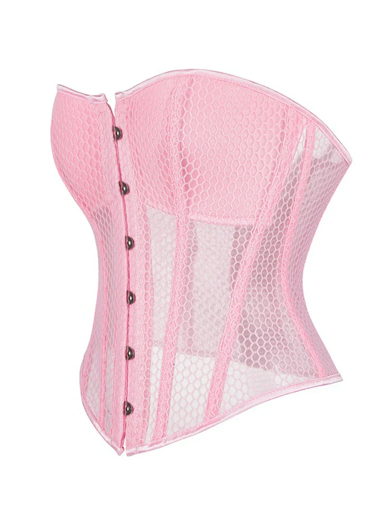 Victorian Gothic Mesh Shaping Corset Top with Cups - Image 15