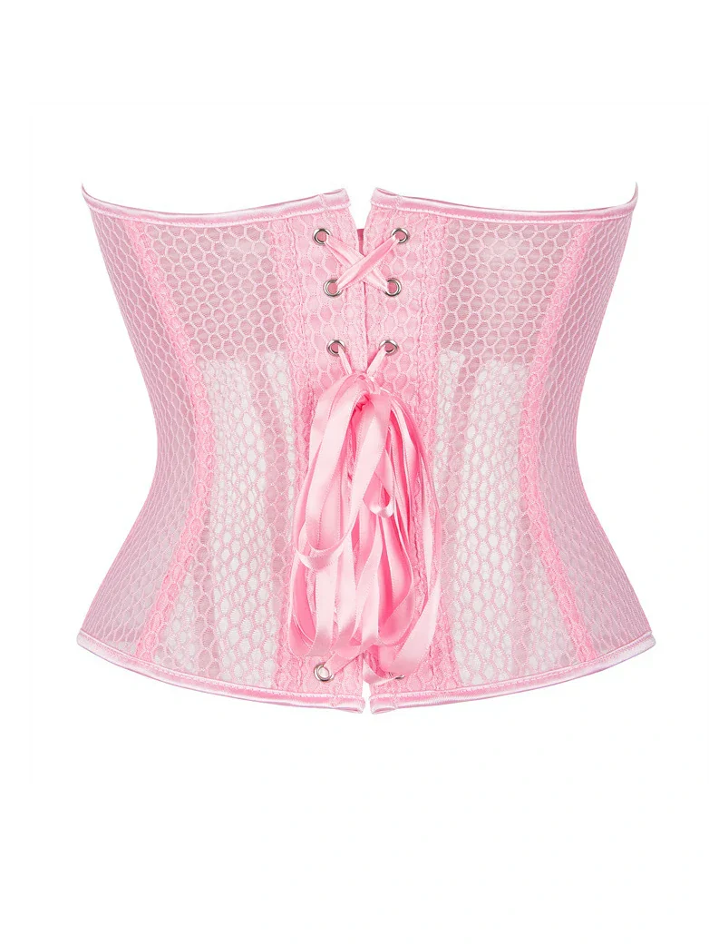 Victorian Gothic Mesh Shaping Corset Top with Cups - Image 16