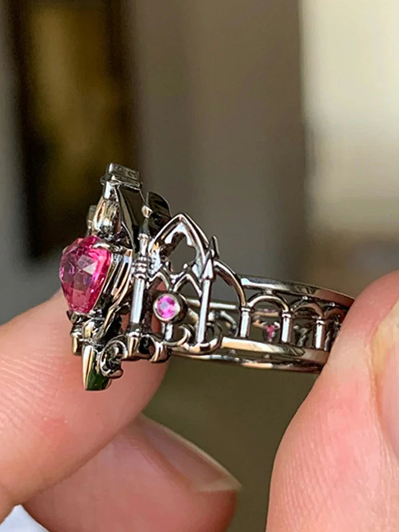 Pink Diamond Crown Open Ring - Image 2