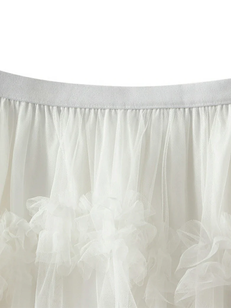 Women's Mesh Puffy High Low Ruffle Skirt - Image 6