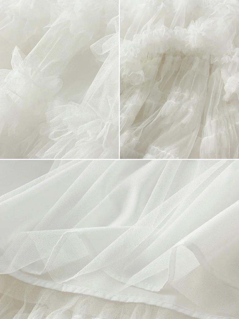 Women's Mesh Puffy High Low Ruffle Skirt - Image 7