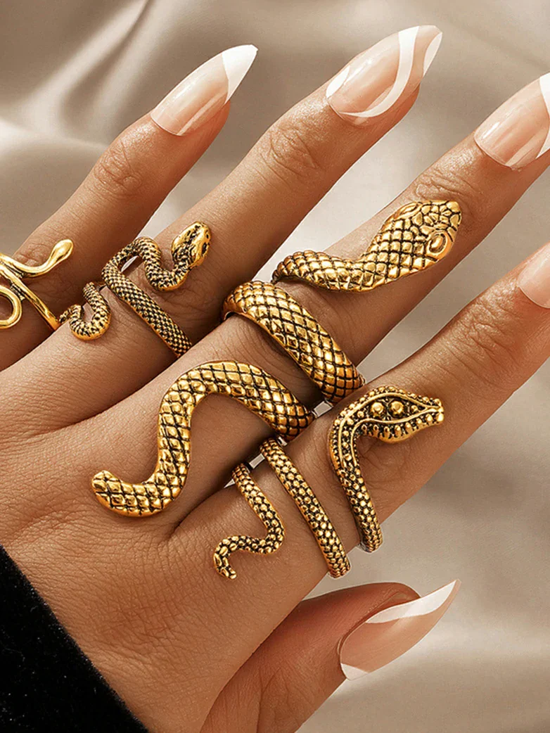 Gothic Punk Snake Ring Set - Image 3