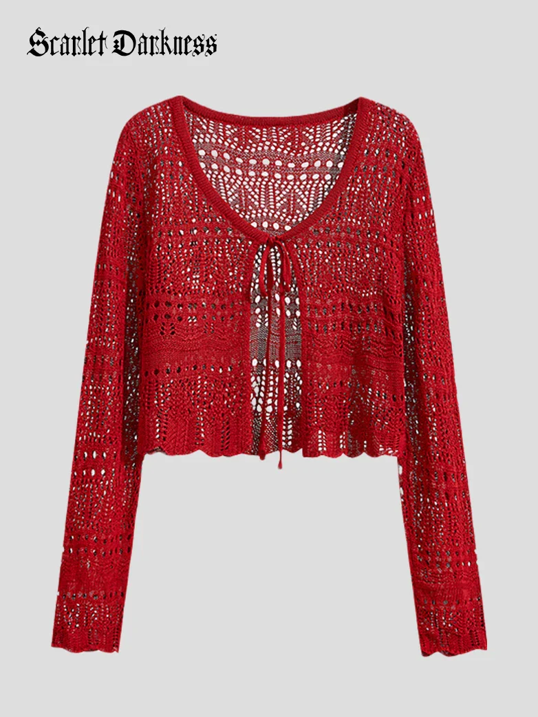 Renaissance Openwork Knit Cardigan for Floral Dress - Image 4
